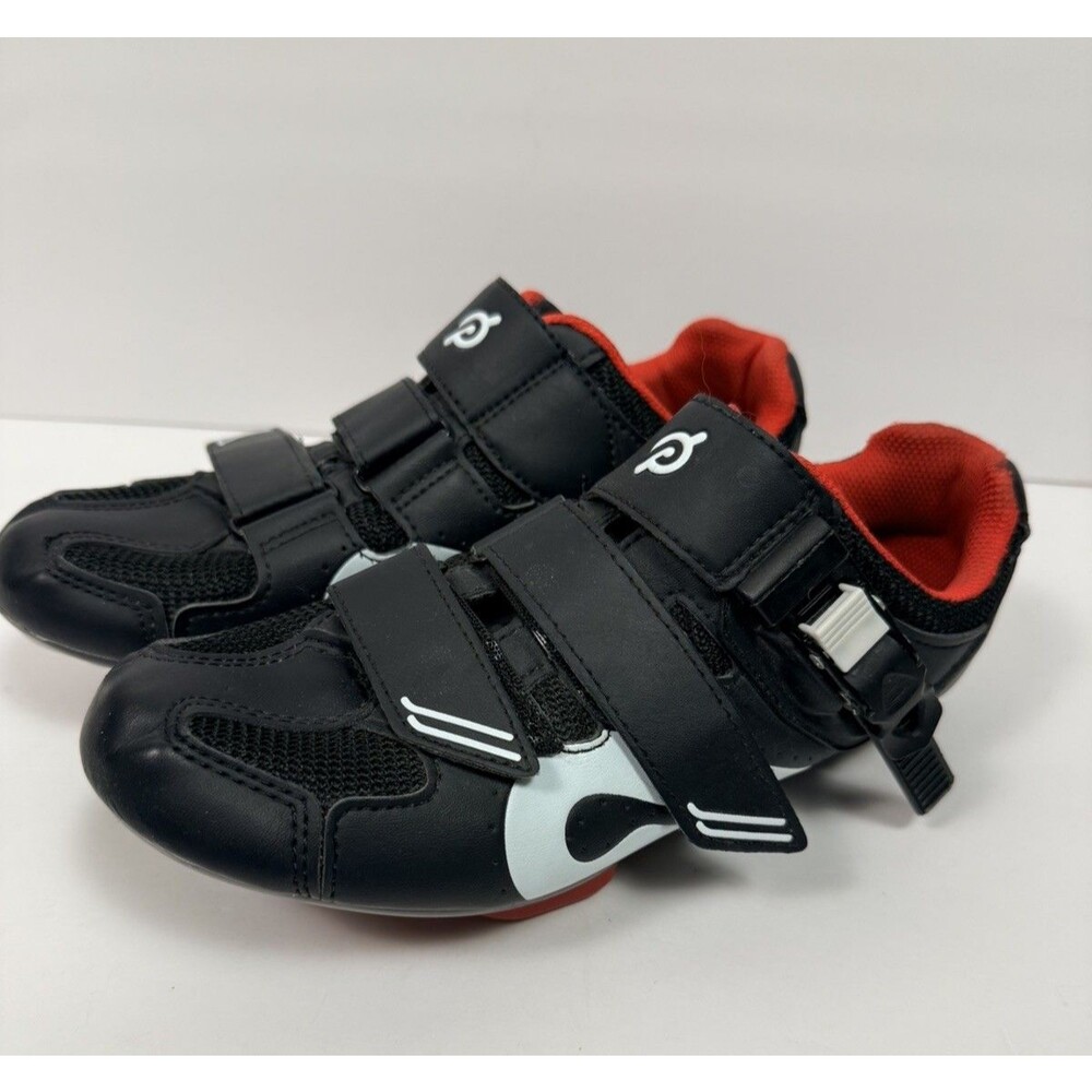 Peloton Cycling Shoes Size 38 EU Women’s 7, Men’s 5.5 Black With Red Interior